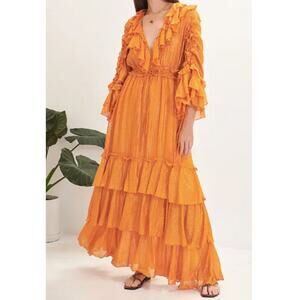 Orange Ruffled Maxi Dress